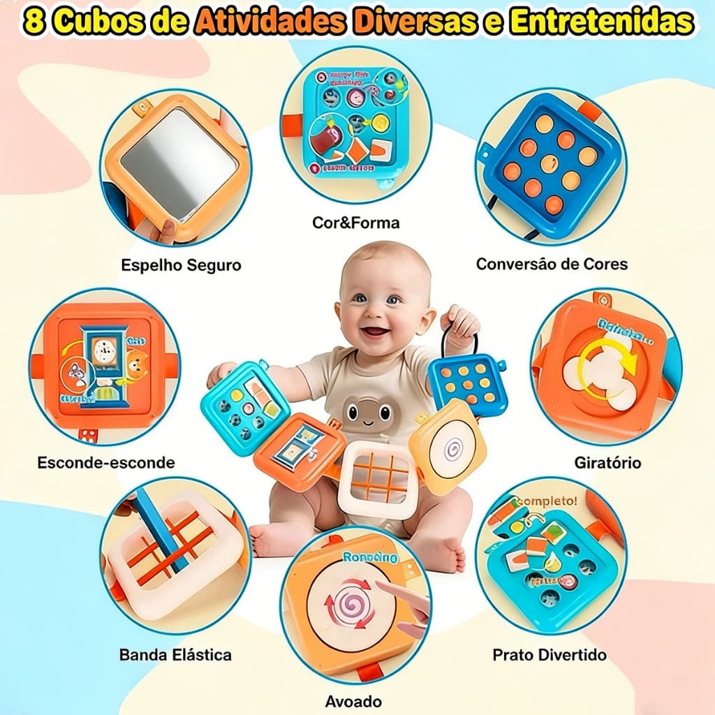 Brinquedos De Menino Menina 8 em 1 Educativo Para Integração Sensorial Baby Busy Brinquedos Para Crianças De 2 Anos