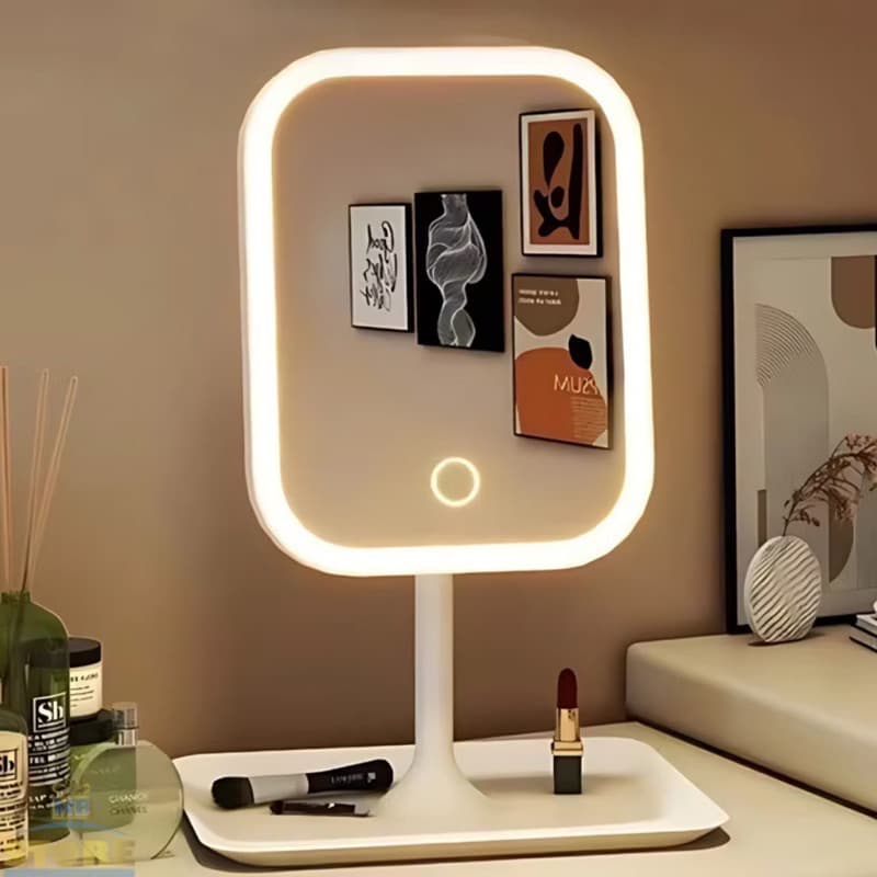Espelho  para Maquiagem mesa Espelho Inteligente Maquiagem com Led Usb Recarregável Forma portatil  dobravel Ajustavel