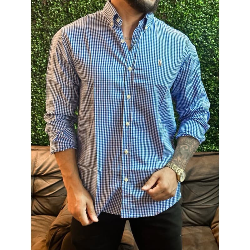 Camisas micro xadrez manga longa 12 cores P a xxl