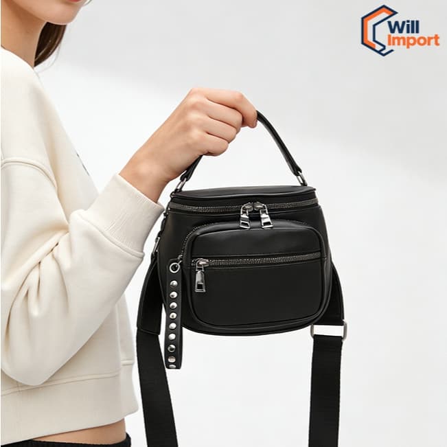 Bolsa Feminina media Transversal Tipo Pochete Com Zíper Duplo reforçada com elegante