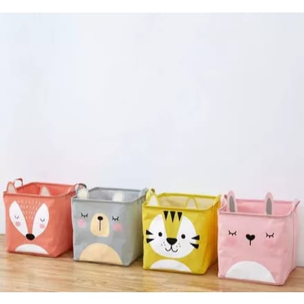 Cesto Infantil Quardrado Dobrável Com Alça Organizadora Multiuso Animal Para Calça Roupas Brinquedo