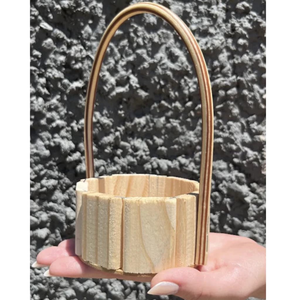 Kit 30 cesta mini madeira 11 cm com alça