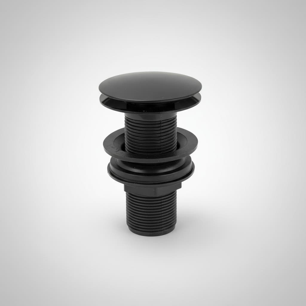 Válvula Click Ralo Preto Fosco Para Pia Cuba de Banheiro Lavabo Inteligente 7/8 em ABS