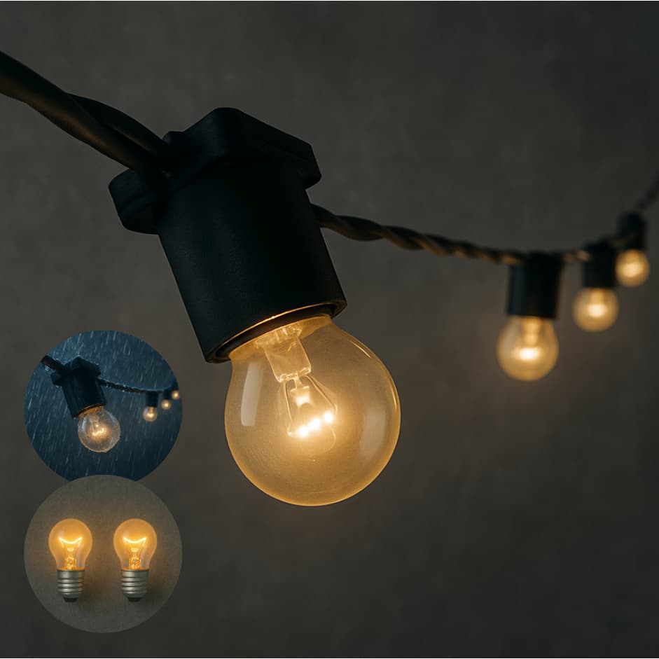 Varal de luz - Lâmpada incandescente amarelinha 7W - Até 20m - 2 LÂMPADAS ADICIONAIS DE BRINDE!