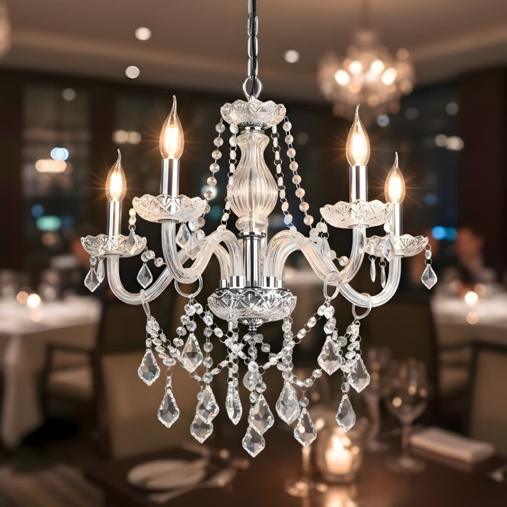 Lustre para Sala Cristal 5 Braços Estilo Clássico Decoração Natal Jantar Cozinha Banheiro Elegante