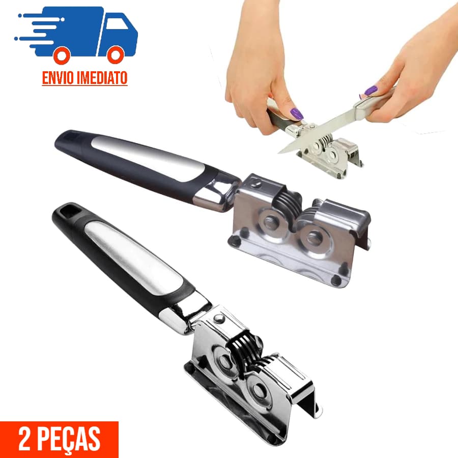 Kit 2 Amolador de Faca Profissional Aço Inox Afiador com 3 Afiadores Tesoura Lâmina Facas Canivete