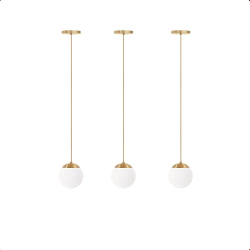 Kit Com 3 Lustre Pendente Globo Bola Vidro Led Jabuticaba Stuttgart Dourado Champanhe Brilho BQ