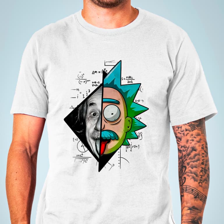 Camiseta EINSTEIN RICKY AND MORTY FÍSICA Streetwear 100% Algodão Masculina e Feminina Unissex Camisa