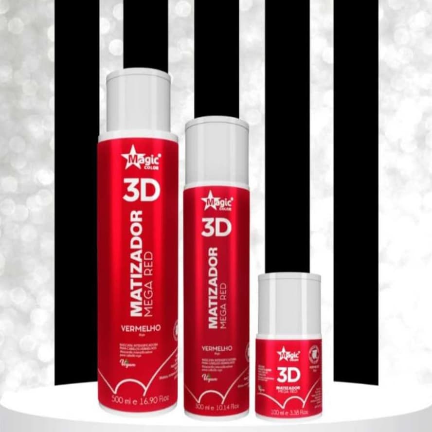 Magic Color 3D Matizador Mega Red Vermelho 100ml/300ml/500ml Máscara Intensa - Escolha o Tamanho