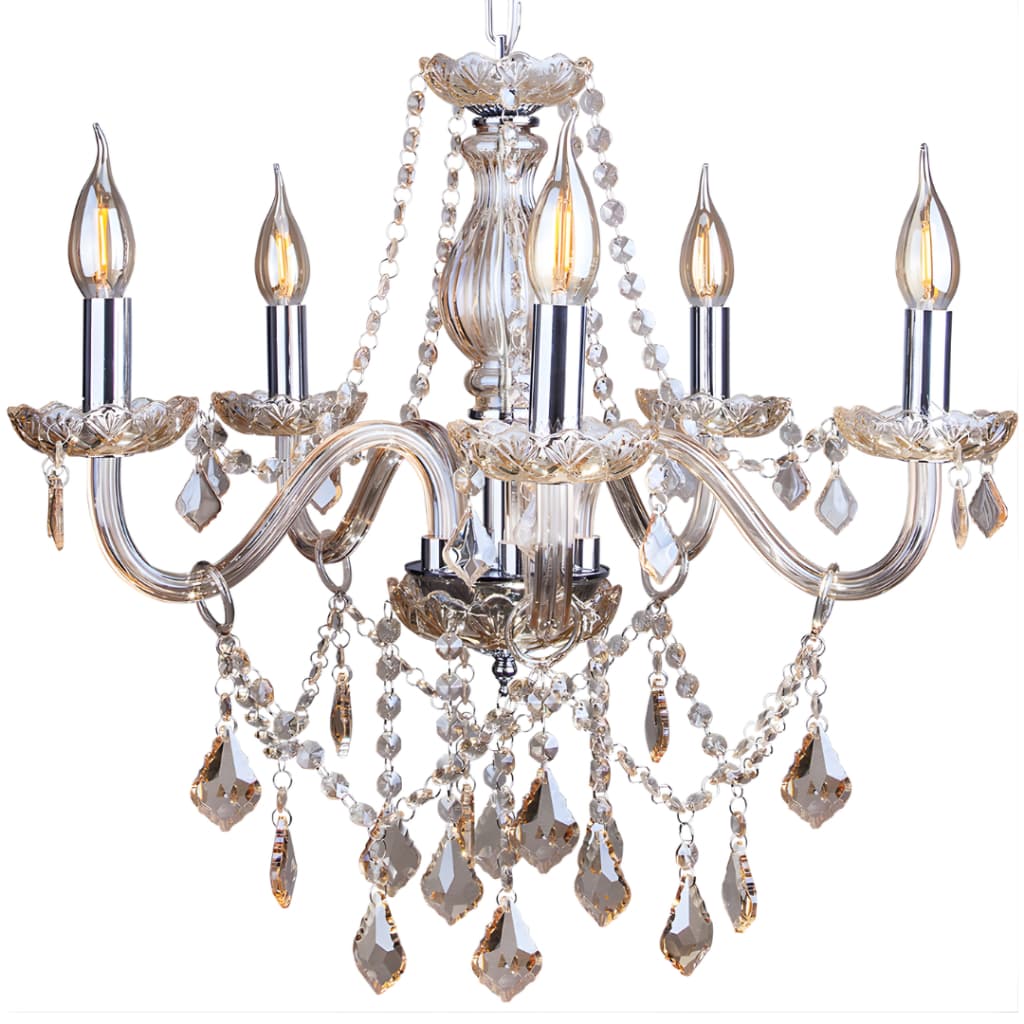 Lustre Luminária Candelabro Cristal 5 Braços Luxo Iluminação Decorativa Para Sala e Hall