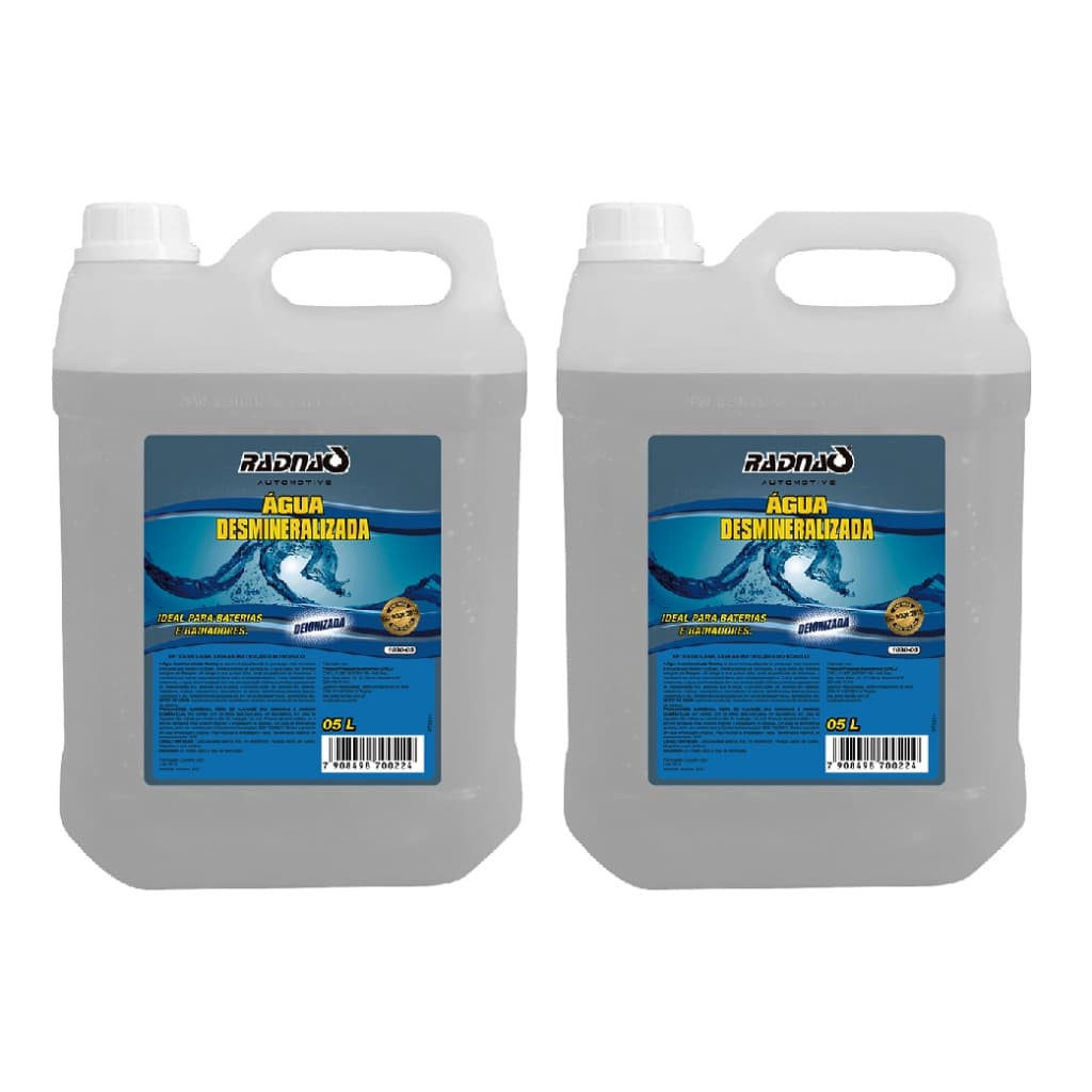 Kit 2 Água Desmineralizada Radiador Bateria Galão 5 Litros Radnaq