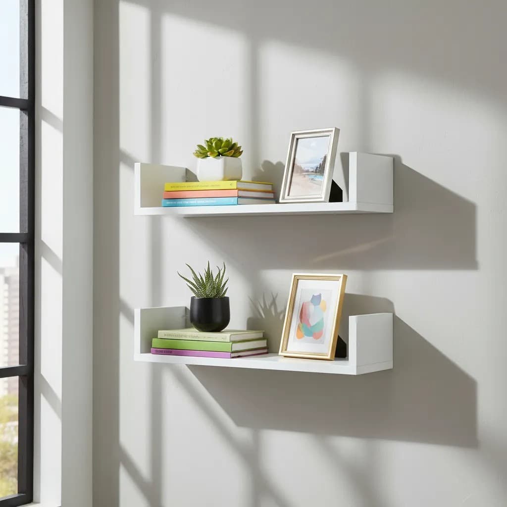 Kit 02 Prateleiras MDF 60cm Branco Livros Sala Quarto Cozinha Decoração Quadros Fotos Casa Banheiro