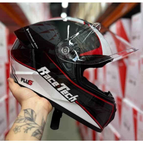 PROMOÇÃO CAPACETE RACE TECH HIT ORIGINAL  PLUS PRETO BRANCO VERMELHO+ BRINDE TOP
