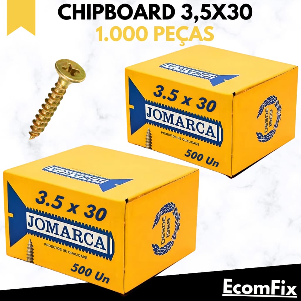 Parafuso Chipboard 3,5 X 30  Chata Phillips para Madeira - Caixa Com 1000 Peças - JOMARCA