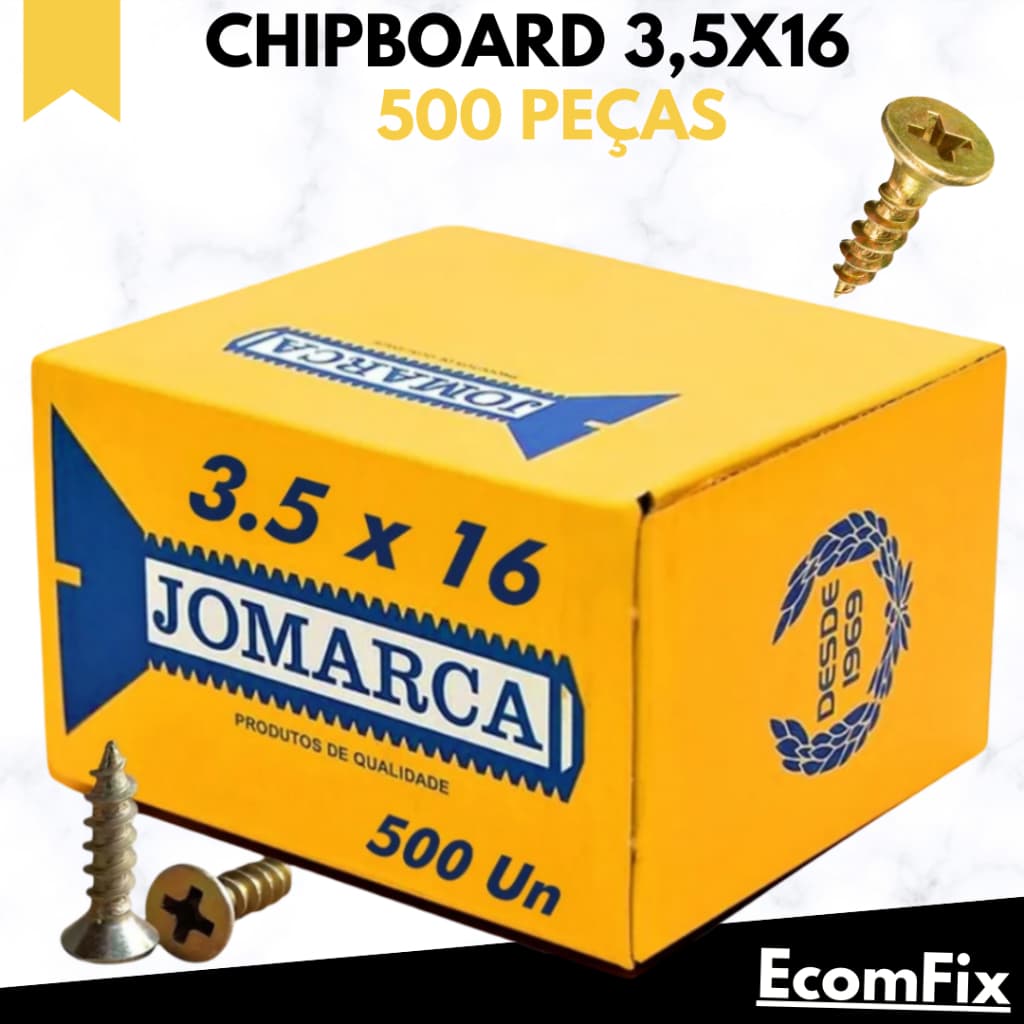 Parafuso Chipboard 3,5 X 16  Chata Phillips para Madeira - Caixa Com 500 Peças - JOMARCA