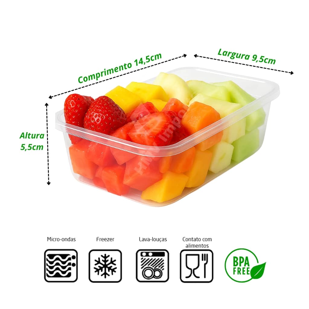 POTES FITNESS HERMÉTICOS 500 ml - KIT 5 E 10 UNIDADES -Para Freezer e Microondas BPA FREE