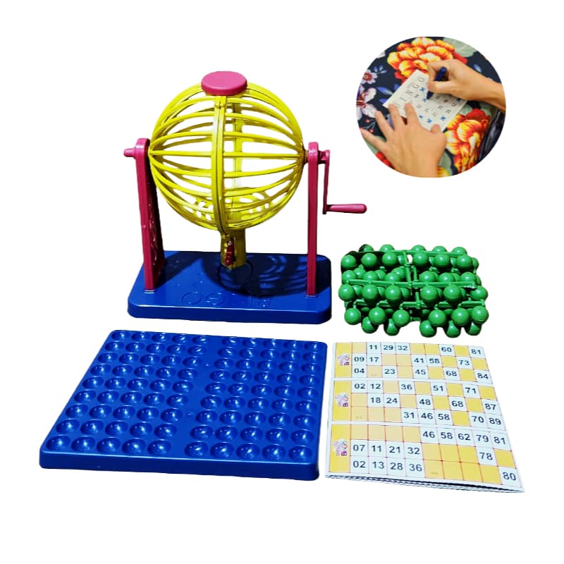 Jogo de Bingo 90 Bolinhas 24 Cartelas Com Globo Giratório Infantil