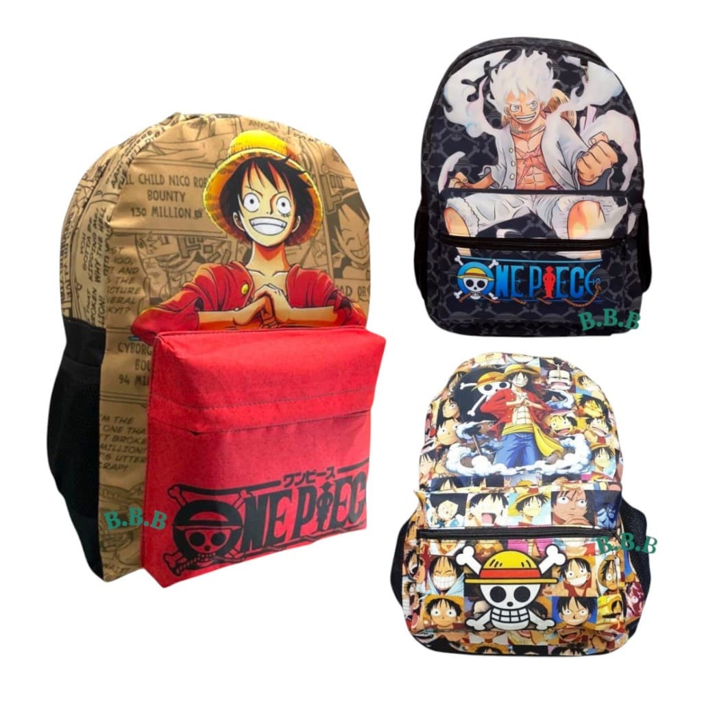 Mochila  Escolar Infantil One Piece Luffy varias estampas + Toalha de rosto