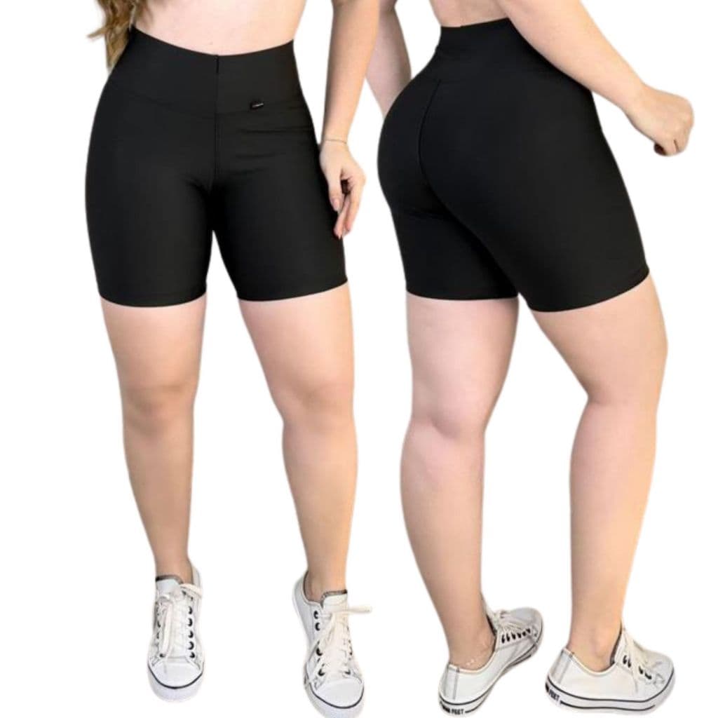 Short Feminino De Academia Liso No Suplex Zero Transparência Fitness