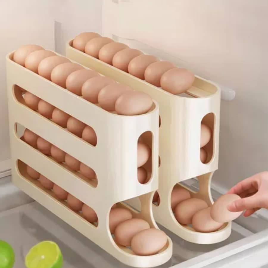 Porta Ovos Deslizante Organizador Para Geladeira De 4 Camadas Automática Rolantes