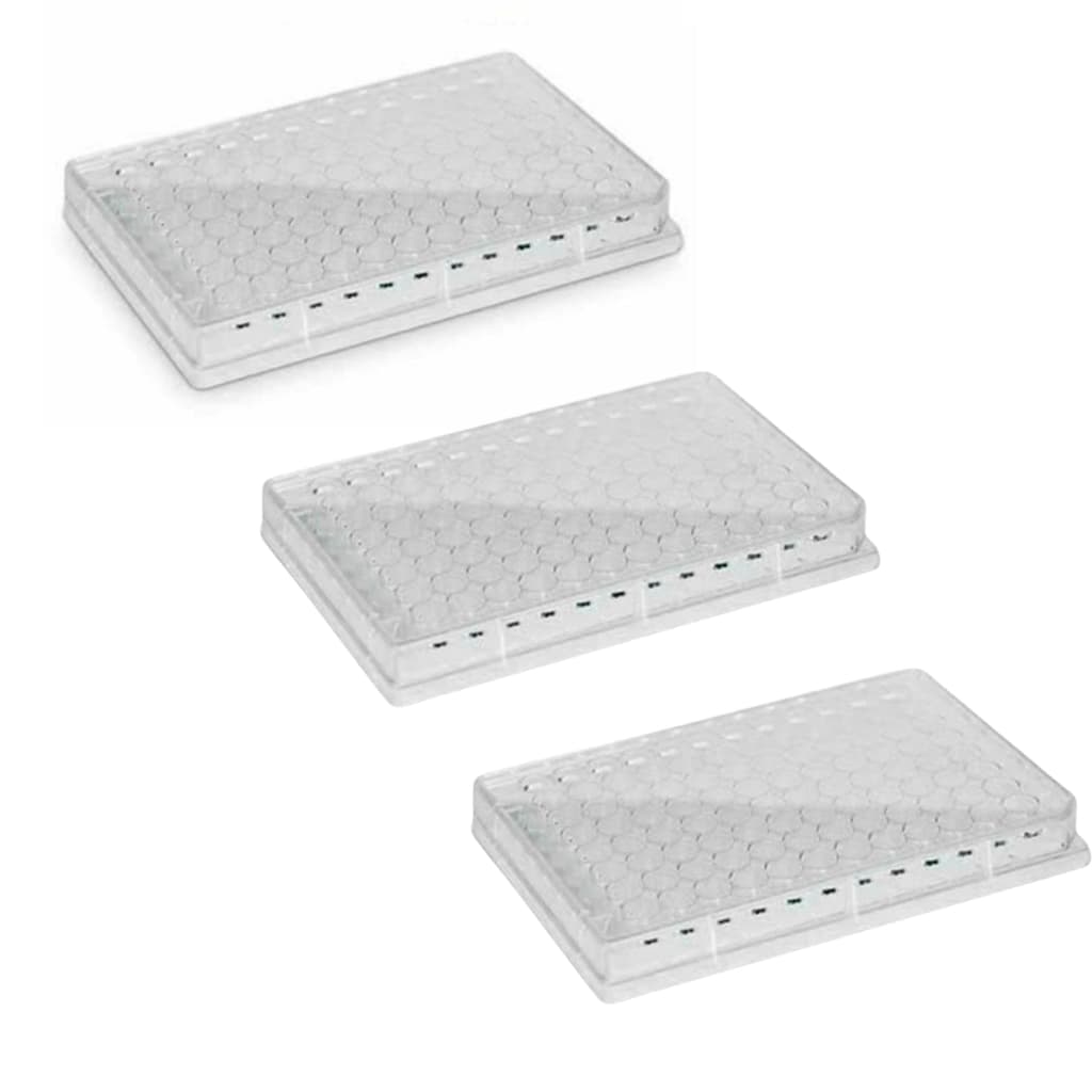 Placa 96 Poços Com 03 unid, Para Cultivo de Células Fundo Chato Com tampa e Anel de Vedação Individual para cada Poço