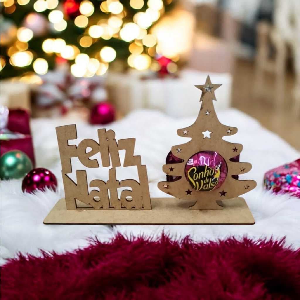 20 Lembrancinhas Porta Bombom Feliz Natal em MDF