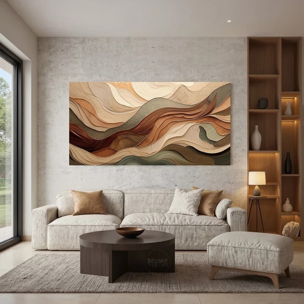 Quadro Decorativo Abstrato Marrom Moderno Para Sala Hall
