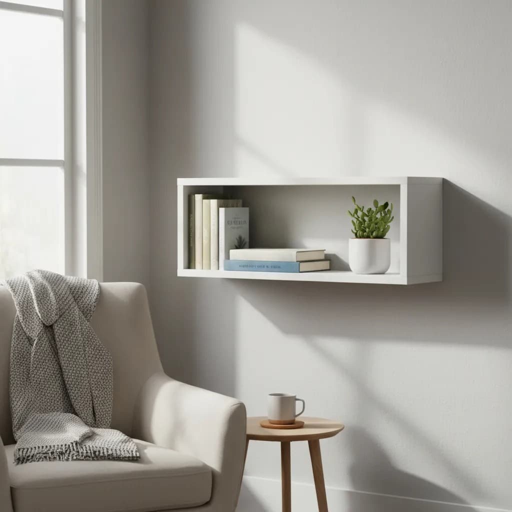 Nicho MDF Retangular 50x25 Branco Sala Decoração Moderno Escritório Minimalista Livro Foto Flutuante