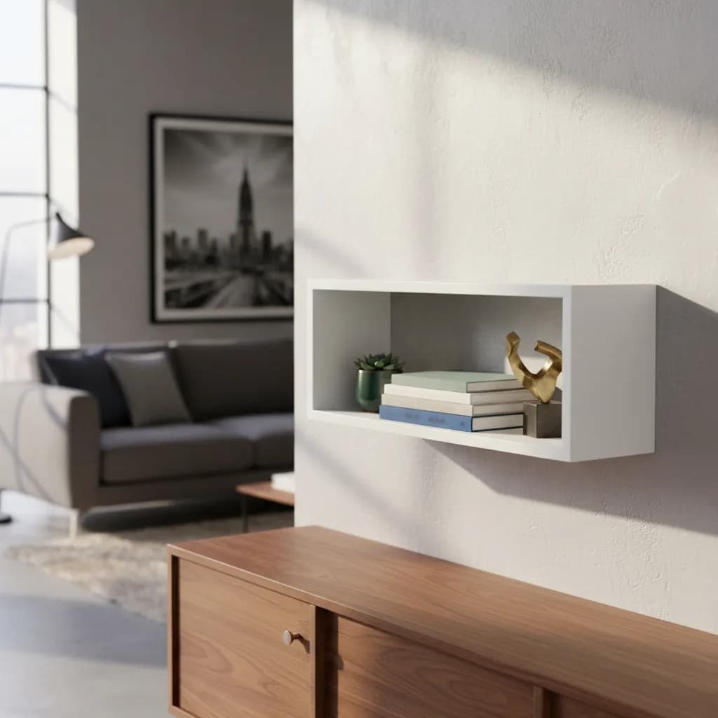 Nicho MDF Retangular 50x25 15cm de profundidade Branco Sala Decoração Banheiro Casa Quarto Flutuante