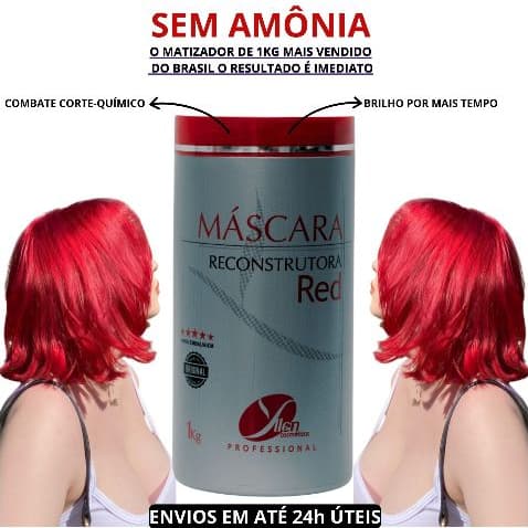 Máscara Matizadora vermelho cereja fios com brilho para Cabelos Matizador Red Capilar Antifrizz 1kg