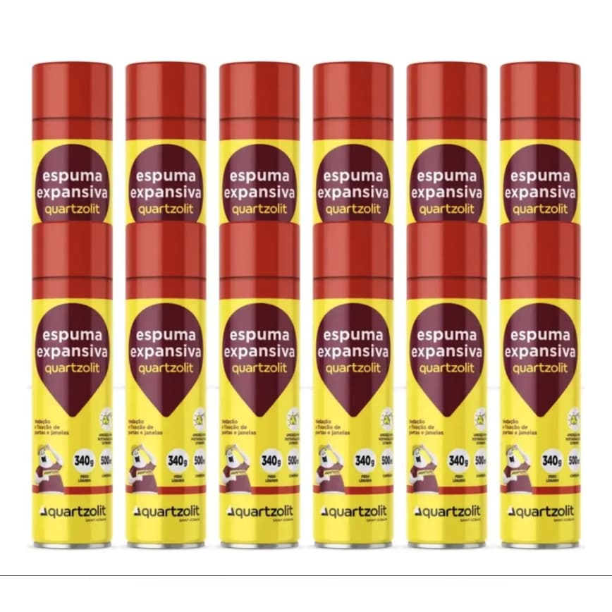 Kit 12 Espumas Expansiva Quartzolit 500 ml – Alto Rendimento para Obra Profissional