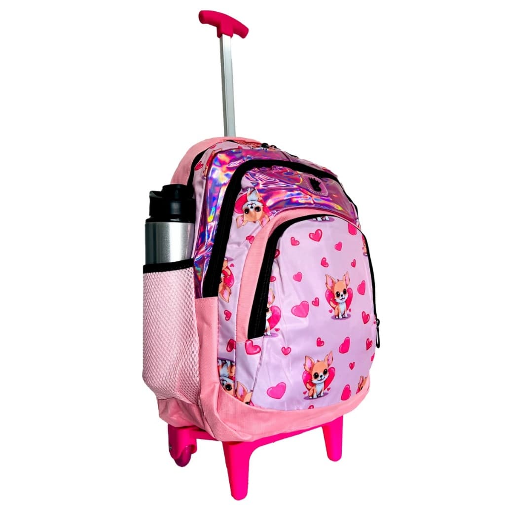 Mochila Bolsa De Rodinhas Juvenil Cachorrinho Resistente Espaçosa