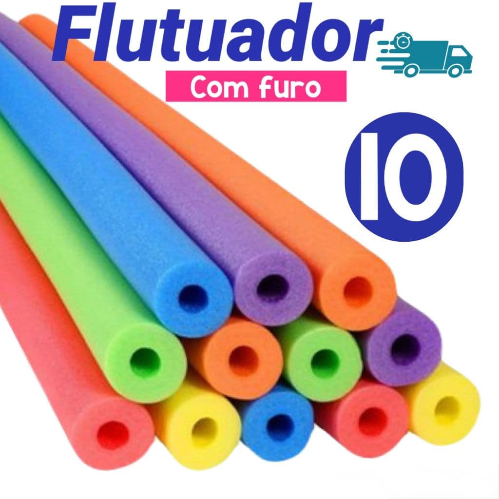 KiT 10 Unidades Boias Espaguetes Macarrão Flutuador Com Furo