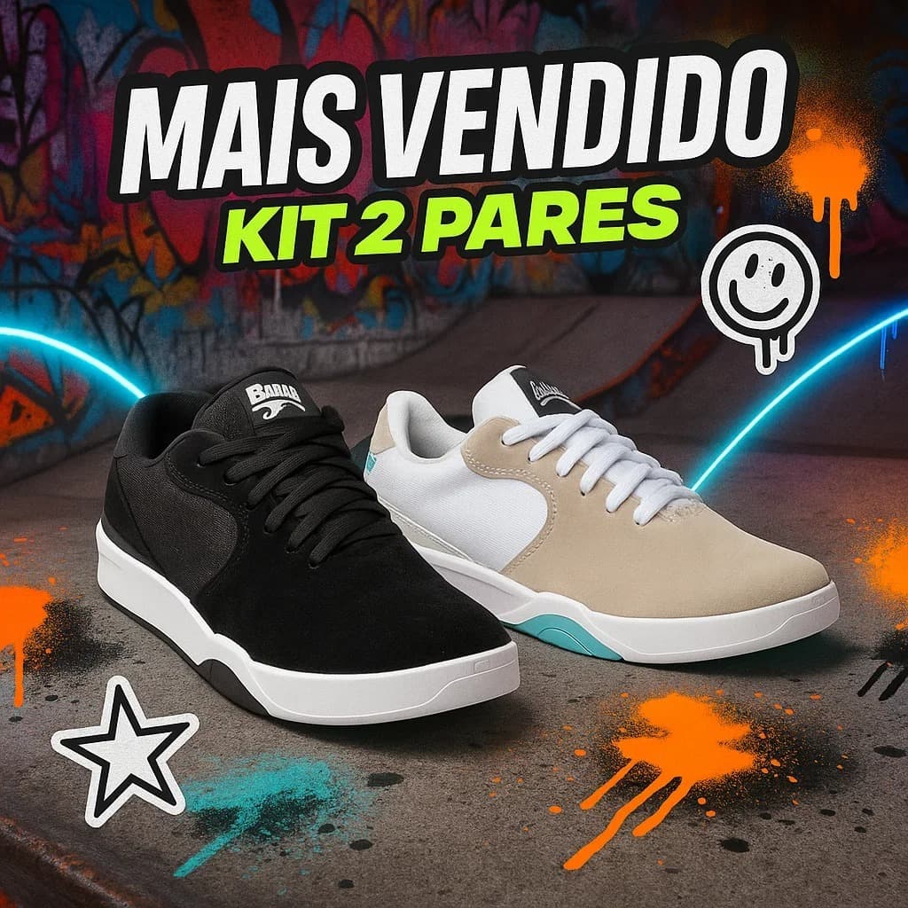 KIT 2 PARES Tênis Masculino Casual Confortável Estilo Skate Sneakers Streetwear Lançamento 38 Ao 43