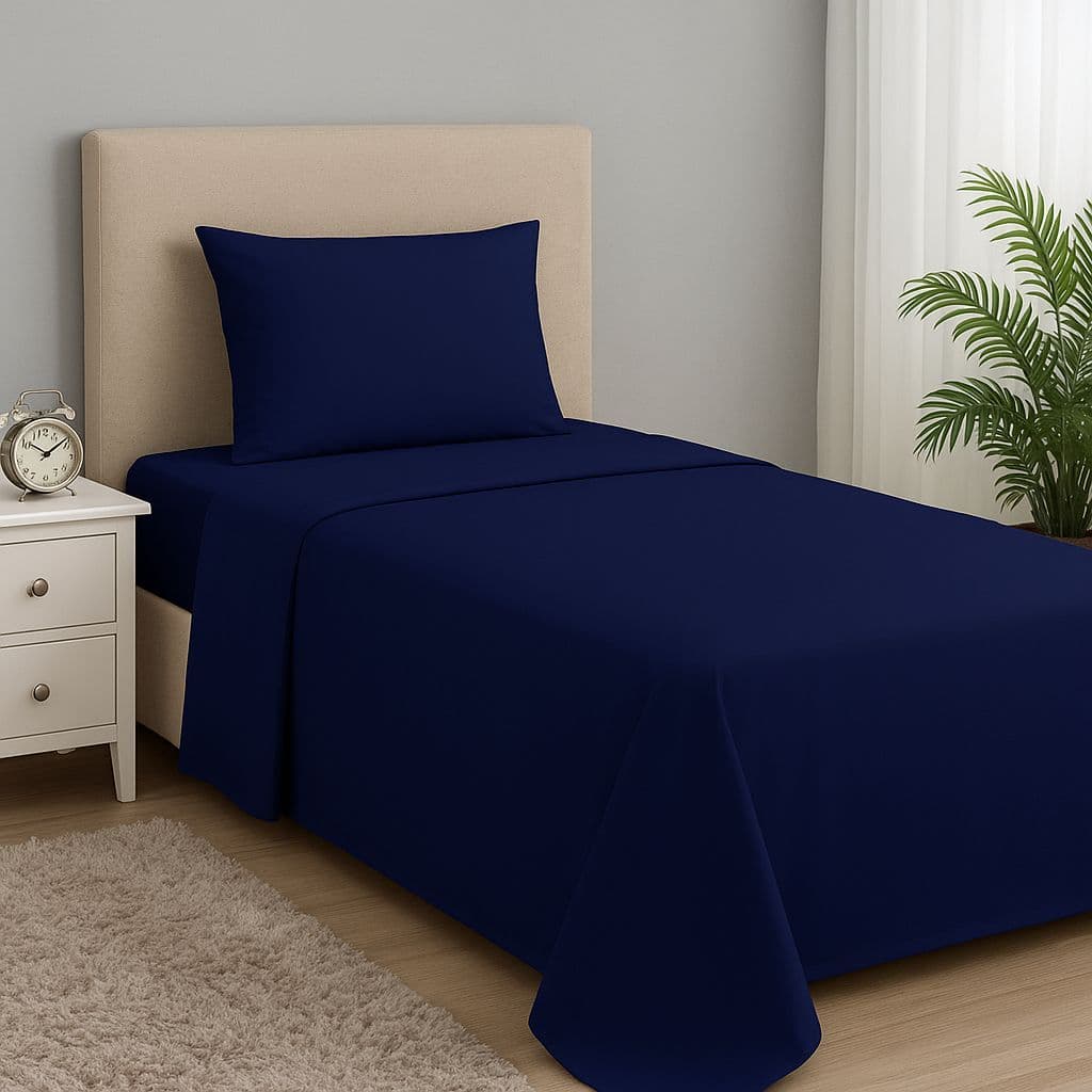 Kit 10 peças Lencol Solteiro Azul Avulso sem Elastico PLano Cobrir Hotel/Presidios/Clinica