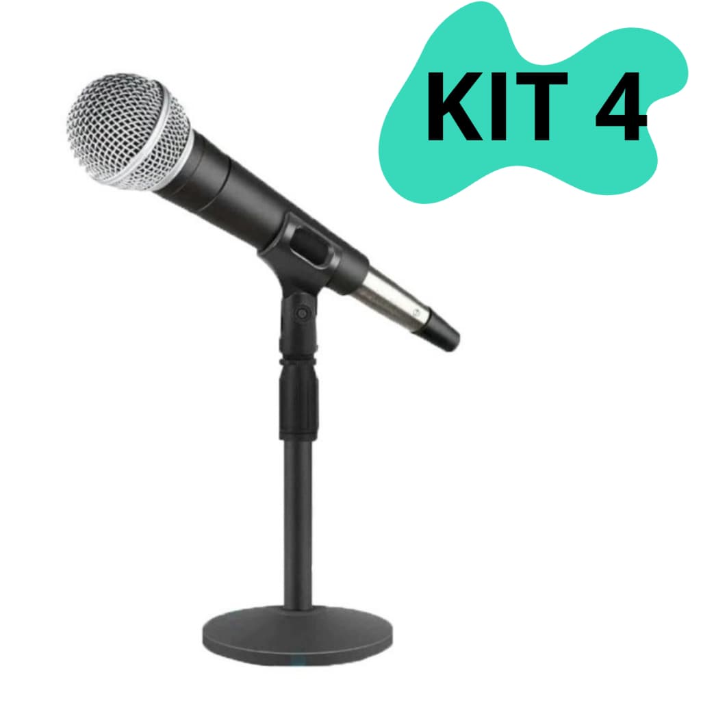 4 Pedestal de Mesa para Microfone Suporte Studio Rádio tripe Podcast Portátil Desmontável Gravação