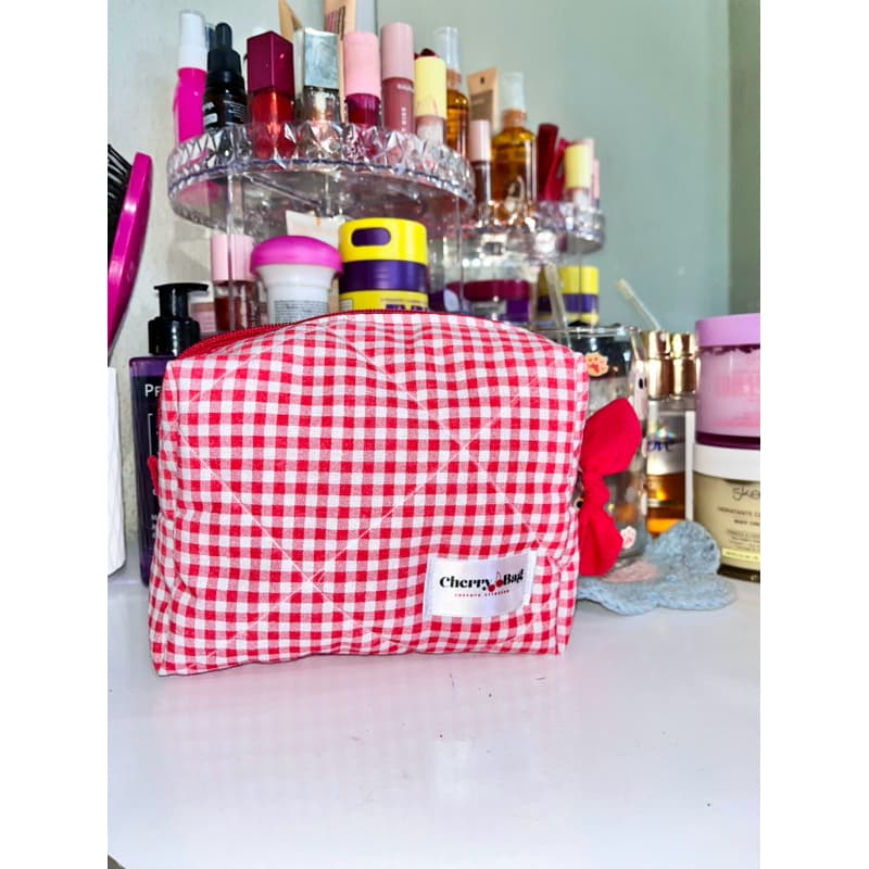 Necessaire Box - Xadrez Vermelho