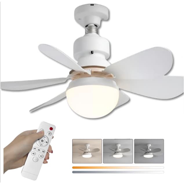 Lâmpada Led E27 C/ Ventilador 6 Pás Teto Bivolt C/controle 60w 127/220v Branco-quente E Branco-frio