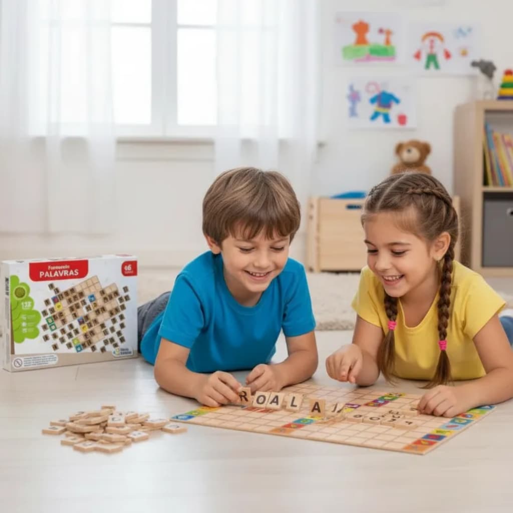 Jogo Formando Palavras em MDF Brinquedo Pedagógico Infantil Pais e Filhos 2906