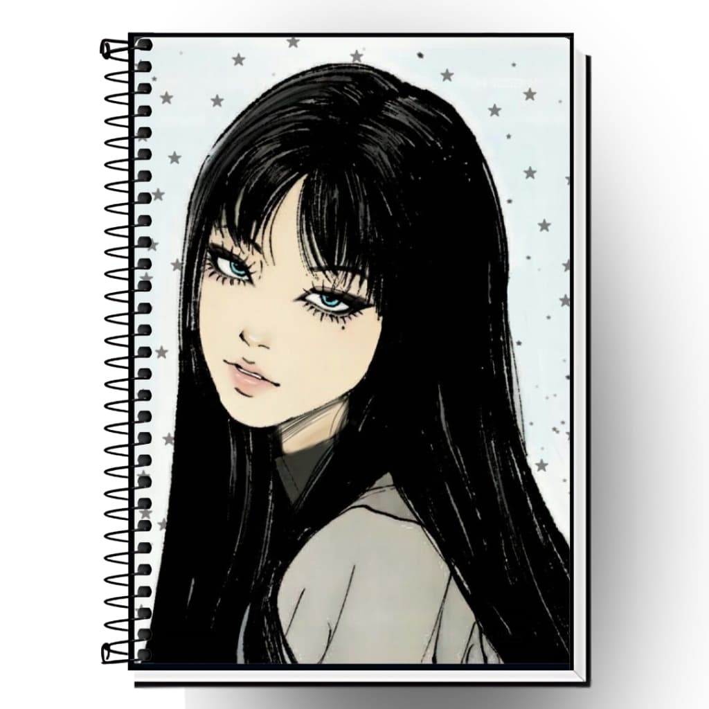 Caderno personalizado de Junji Ito – Capa Dura universitário com Arte Inspirada em Uzumaki e Tomie 1 10 15 e 20 matérias