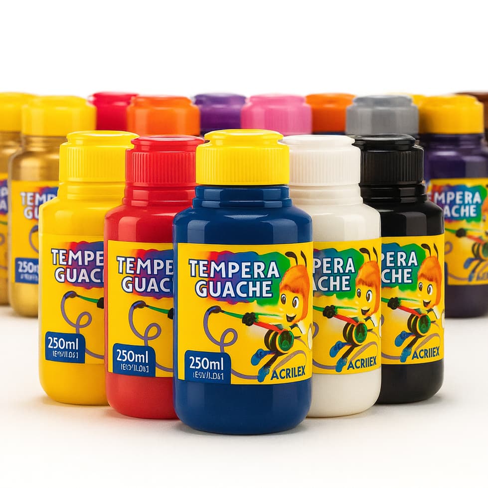 Tintas Guache Cores 250ml Acrilex Potes Sortida 24 Potão Cor Sortidas