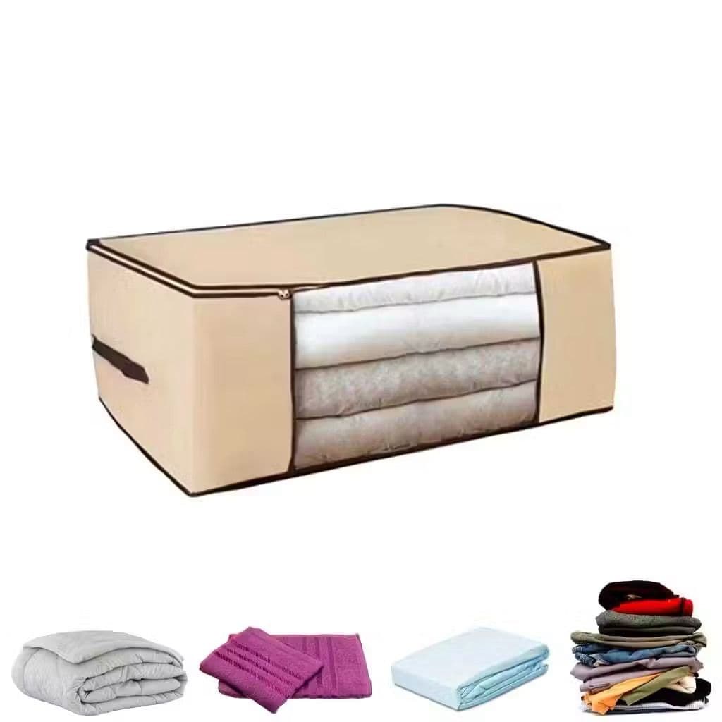 Caixa 60x40x35cm Caixa Multiuso Organizador Guarda Roupa TNT Com Visor para Closet Guarda Roupa Organização