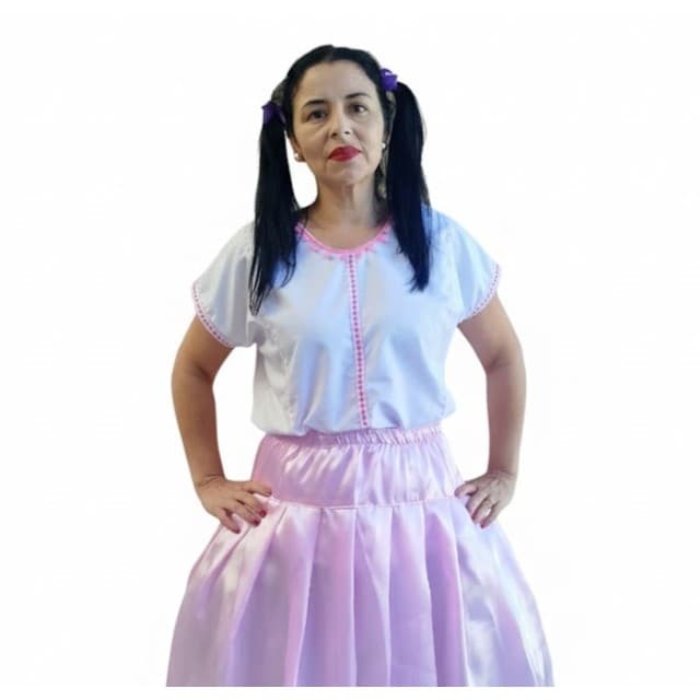 Camiseta feminina Nina Erê umbanda e Candomblé Com Detalhes Rosa Azul