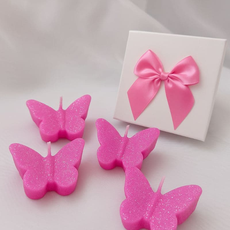 Vela borboleta GLITTER PERFUMADA tamanho P | Kit lembrancinha