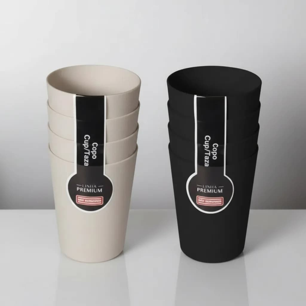 Conjunto 4 Copos 550ml Plástico Sem Borda Não Quebra Evento Festa Bebida Resistente São Bernardo