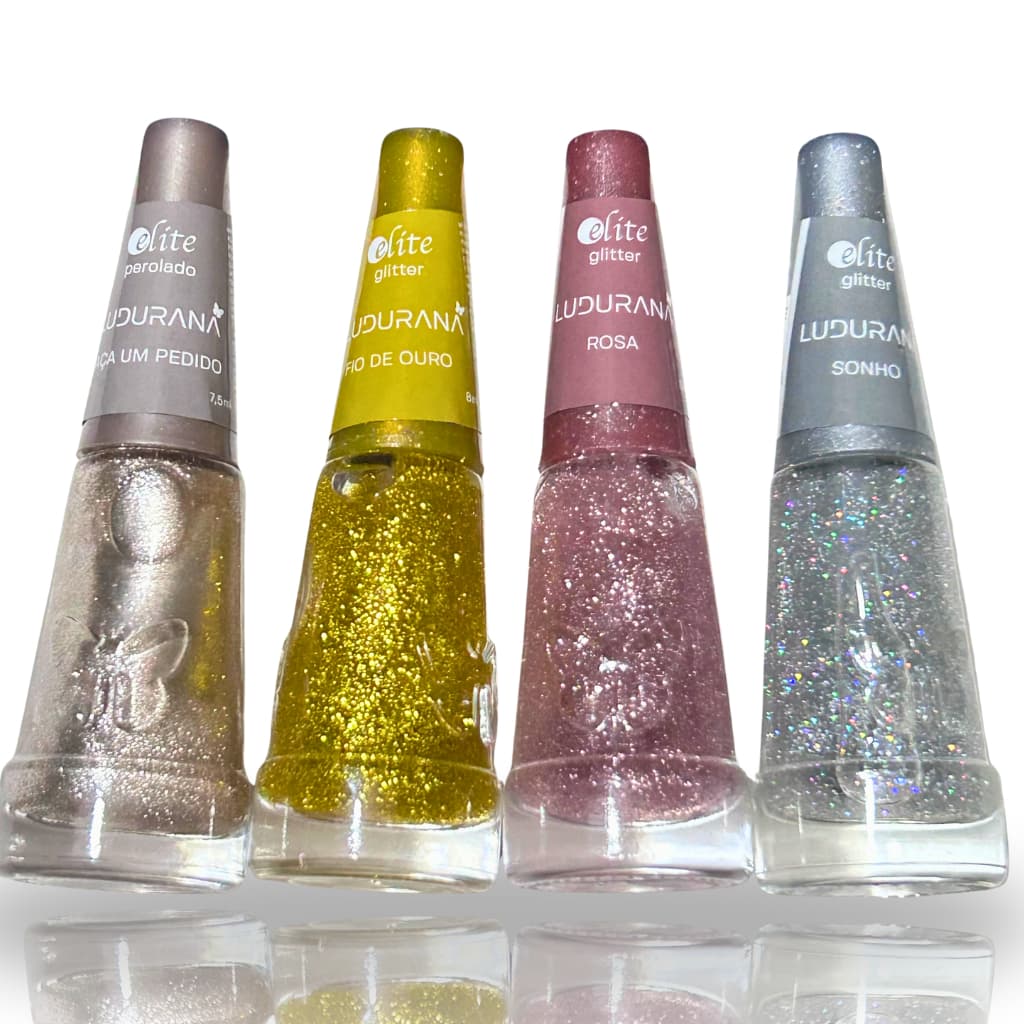 Kit Esmalte Ludurana – 4 CORES PREMIUM | 3free - Alta Fixação • Brilho Intenso • Secagem Rápida
