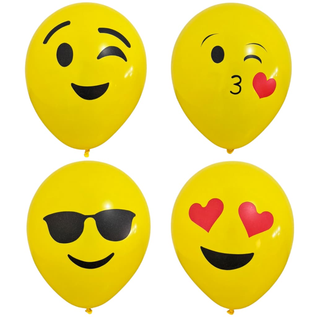 25/50 Bexigas Emoji N9 Festa Infantil Amarelo Estampado Balão Látex Arco Decoração