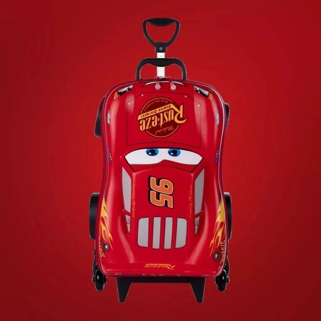 Mala Infantil Relâmpago McQueen ou Princesa Cinderela 3D Rodinhas Crianças Escola Passeio