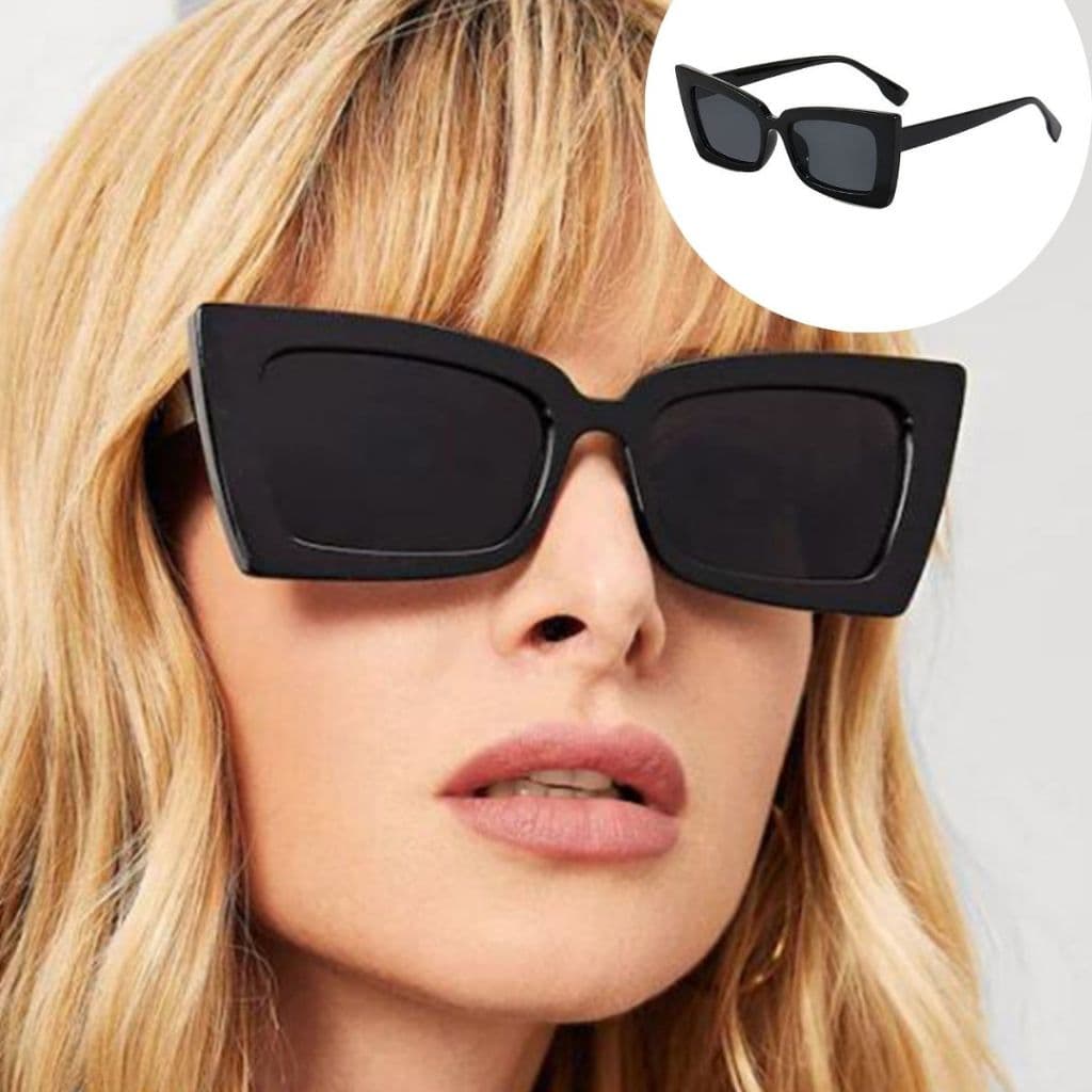 Óculos de Sol GATINHO Feminino Preto Retro anos 60 70 80 Óculos Feminino Quadrado Preto