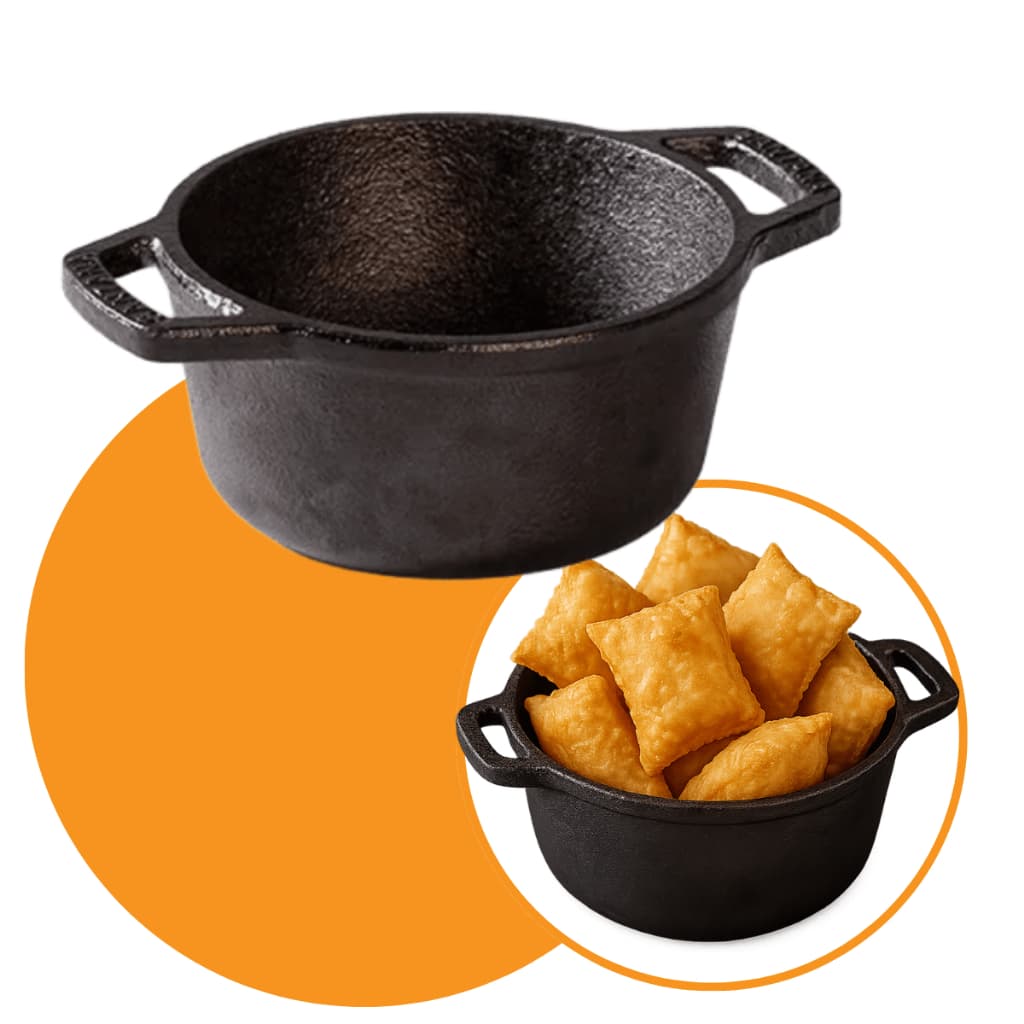 Panelinha Malga Cumbuca Mini Caçarola De Ferro Fundido Pequena P/ Servir Porções 320ml 10cm Santana